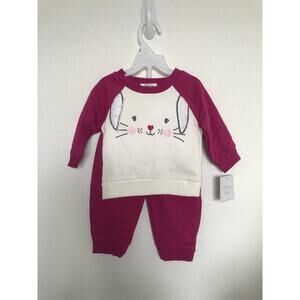 Sterling Baby Pink and White Bunny Lounge Set - 3-6M